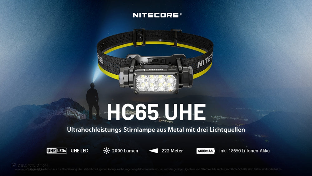 Nitecore HC65 UHE - 2000 Lumen - 3 Lichtquellen